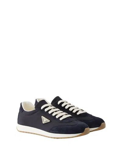 Prada Sneaker Aus Drillich Und Wildleder In Marineblau