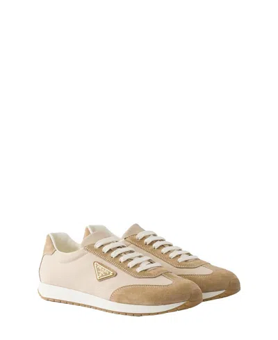 Prada Drill Fabric And Suede Sneakers In Cord