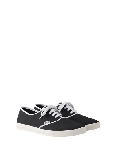 Prada Lace Up Sneakers Contrast Trim Rubber Sole In Black