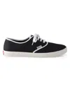 Prada Lace Up Sneakers Contrast Trim Rubber Sole In Black