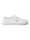 Prada Drill Fabric Low Top Lace Up Sneakers In White