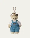 Prada Teddy Bag Charm With Metal Ring In Bianco