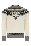 Prada Embroidered Pattern Cashmere Crewneck In Multicolor