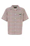 Prada Embroidered Chest Pocket Cotton Blend Shirt