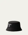 Prada Embossed-logo Padded Bucket Hat In Nerobianco