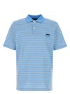 Prada Light Blue Striped Polo Shirt In Blue