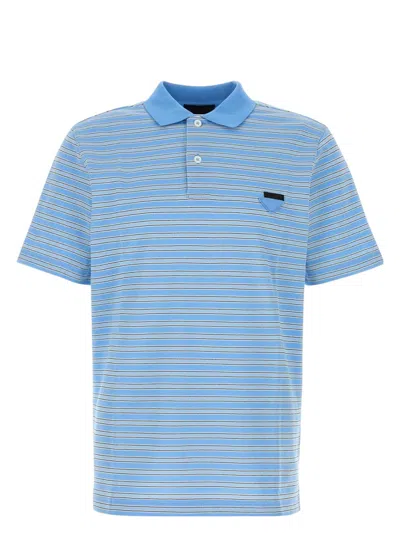 PRADA MEN'S EMBROIDERED PIQUET POLO SHIRT