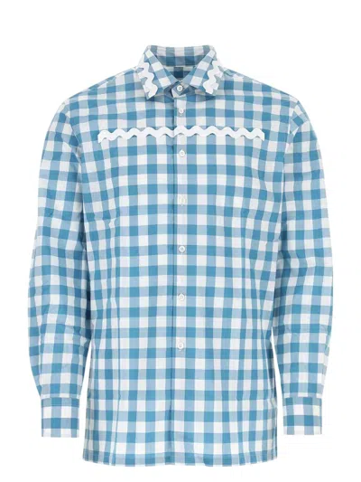 PRADA MEN'S EMBROIDERED POPLIN SHIRT