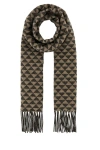 Prada Men Embroidered Wool Blend Scarf In Multicolor