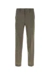Prada Olive Flat Front Pants In Green
