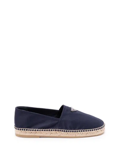 Prada Logo Tringolo Espadrilles Flat Shoes Blue