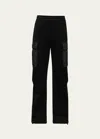 Prada Cotton Fleece Pants With Re-nylon Details In Nero Nero