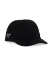 Prada Enamel-logo Wool-felt Cap In Blue