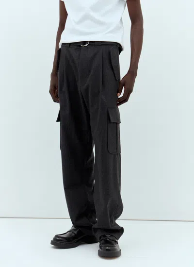 Prada Men Flannel Cargo Pants In Gray