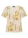 Prada Floral-pattern Crew-neck T-shirt In Multi