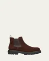 Prada Elastic-panel Suede Chelsea Boots In Brown