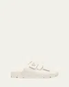 Prada Men's Fussbett Leather Dual-grip Slide Sandals In Ivory