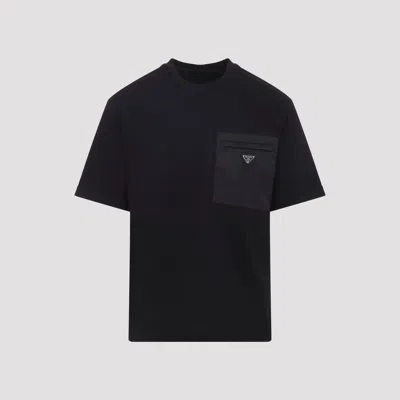 Prada Men's Fw26 Cotton Jersey Logo T-shirt In Black