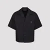 Prada Short Sleeve Collared Jacket Front Pocket In Black
