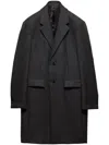 Prada Wool Single-breasted Overcoat In Black