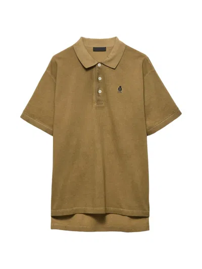 Prada Garment-dyed Cotton Polo Shirt In Brown