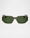 Prada Men's Geometric Rectangle Acetate Sunglasses In Green