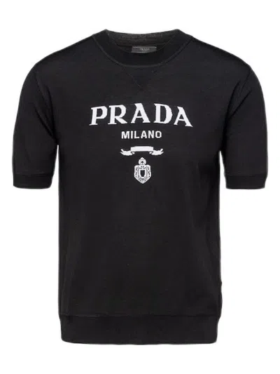 Prada Men's Girocollo Mc In Nero