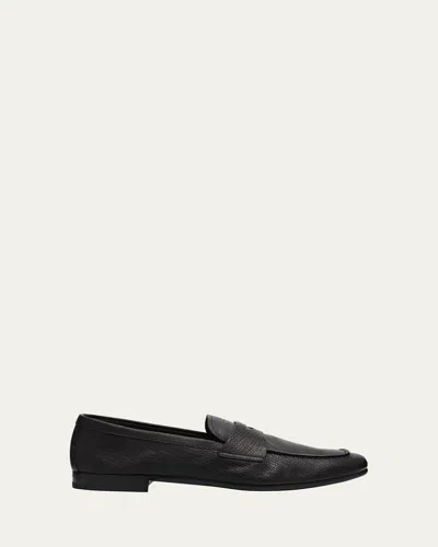 Prada Leather Band Logo Loafers In Black