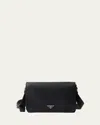 Prada Men's Grained Leather Flap Crossbody Bag
