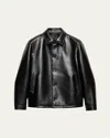 Prada Textured Leather Caban Style Jacket In Black