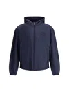 Prada Padded Jacket With Hood And Elastic Cuffs In Blue