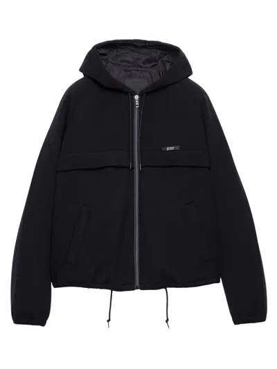Prada Hooded Technical Fabric Blouson Jacket Clothing In Black