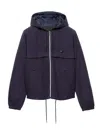 Prada Mens Blue Technical Hooded Woven Blouson Jacket In Blue