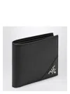 Prada Black Horizontal Wallet With Logo Men In Black