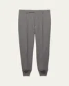 Prada Mens Grey Logo-embroidered Tapered-leg Wool Jogging Bottoms