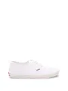 Prada Drill Fabric Low Top Lace Up Sneakers In White