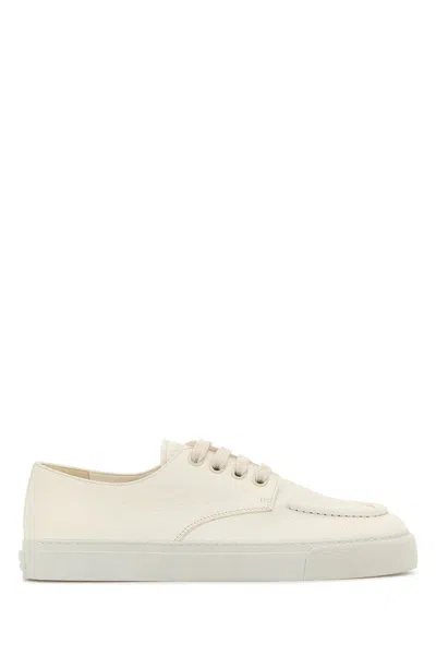 Prada Men Ivory Leather Sneakers In White