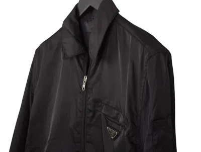 Pre-owned Prada Men Jacket Light Shirt Re-nylon Logo Size S/m In Black