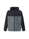 Prada Drawstring Hooded Color-block Jacket Pockets In Multicolor