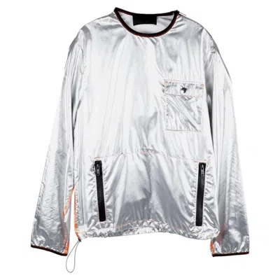 Pre-owned Prada Men Jacket Top Silver Crew Neck Size S/m, Ar056