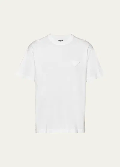 Prada Men's Jersey Conceptual Logo T-shirt In Bianco