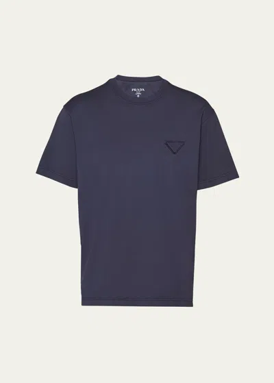 Prada Men's Jersey Conceptual Logo T-shirt In Navy