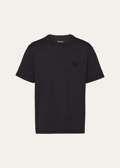 Prada Men's Jersey Conceptual Logo T-shirt In Nero
