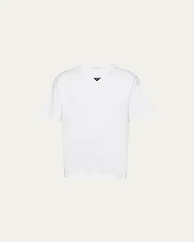 PRADA MEN'S JERSEY TRIANGLE LOGO T-SHIRT