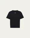 Prada Black Cotton T-shirt With Minimalist Design And Logo Detail In Nero