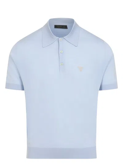 PRADA MEN'S KNITTED WOOL POLO SHIRT