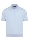 Prada Short-sleeved Wool Polo T-shirt In Light Blue