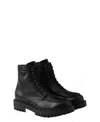 Prada Laced Leather Booties In Black