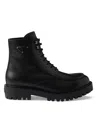 Prada Leather Amphibious Polished Finish Shoes In Black