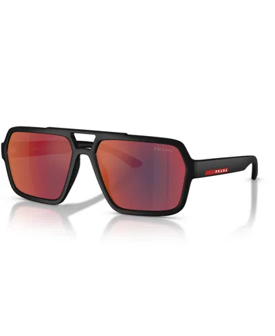 Prada Men's Large Sunglasses, Ps A06s In Black Rubber